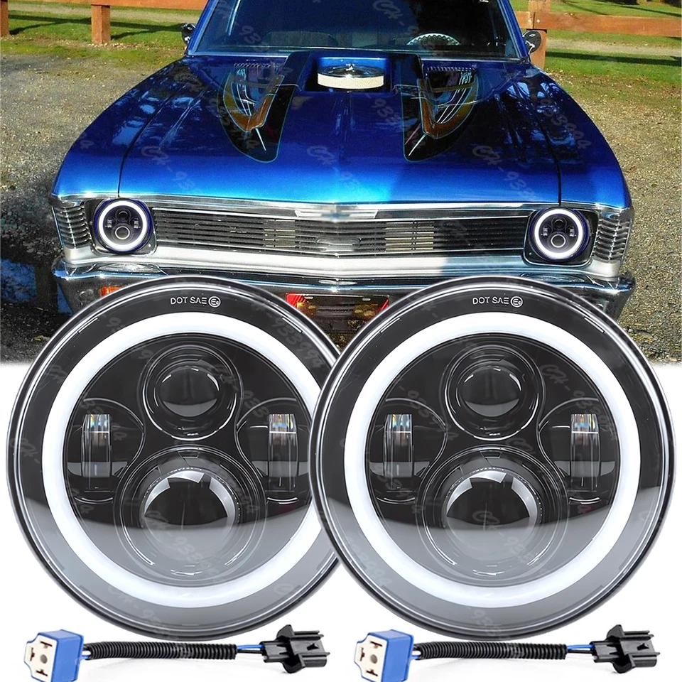 Faros LED redondos de 7 pulgadas haz sellado alto/bajo para Chevrolet Chevy Nova 1963-1978 Foto 1 de 4