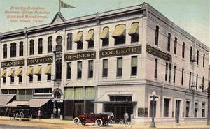 c.1910 Brantley-Draughon Business College 6th & Main Sts. Fort Worth TX Postkarte - Bild 1 von 2