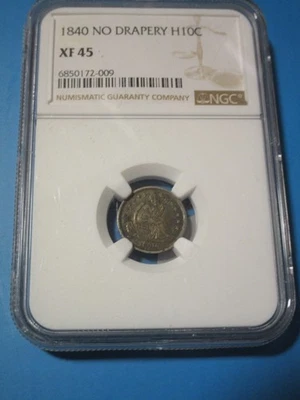 1840 No Drapery Seated Liberty Half Dime – NGC XF45   - Image 1 of 4