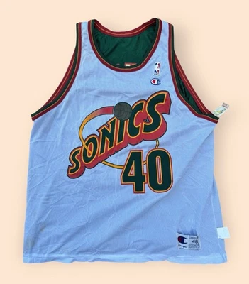 Vintage Seattle SuperSonics Shawn Kemp Champion Jersey Deadstock Size 44 Reverse - Image 1 of 4