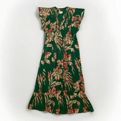 Maeve By Anthropologie Green Fuchsia Women's Maxi Dress Sz S Beach Holiday - Image 1 of 4