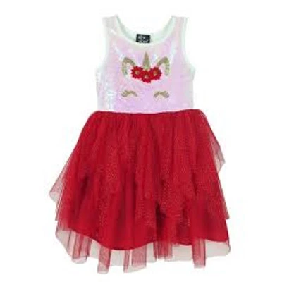 PINK & VIOLET Little Girls Sequin Unicorn Dress to Ruffle Mesh Skirt Size 5 417 - Image 1 of 4