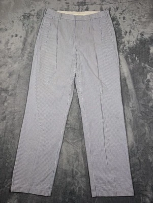 Pantalones de vestir plisados a rayas Jos A Bank para hombre 36x34 azul blanco Seersucker Foto 1 de 4