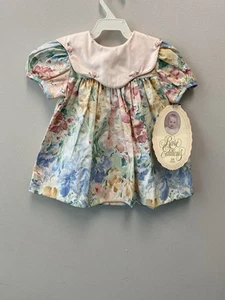 Vestido de bebé vintage raro ediciones pastel floral con cuello rosa—18M - Imagen 1 de 9