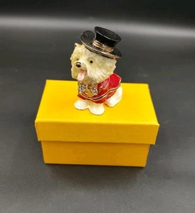 Malteser Hund mit Smoking und Zylinder emaillierte Schmuckschatulle - Bild 1 von 7