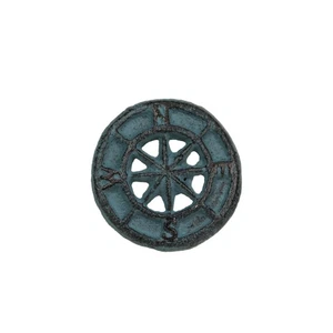 Set of 12 Light Blue Cast Iron Compass Rose Drawer Pulls Cabinet Hardware Knobs - Picture 1 of 8