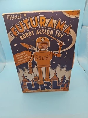 Futurama URL official tin wind-up robot crime fighter NNYPD police figure toy  - Image 1 of 4