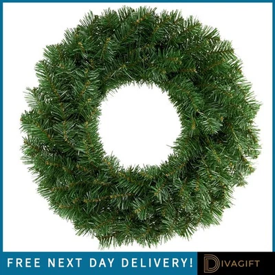 DIVA GIFT CHRISTMAS WREATH PLAIN GREEN SPRUCE ORNAMENT XMAS FOR FRONT DOOR WALL HOME 40CM
