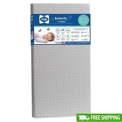 Бабочка 2-ступенчатый очень твердый детской кроватки ребенка ясельного возраста пены матрас водонепроницаемый чехол США - Изображение 1 из 4