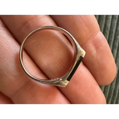 Anillo de sello minimalista Art Deco de plata de ley 925 Tailandia de ónix negro talla 9 Foto 1 de 4