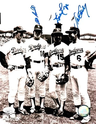 Steve Garvey Davey Lopes Bill Russell Signed Autographed 8X10 Photo Dodgers JSA - Image 1 of 2