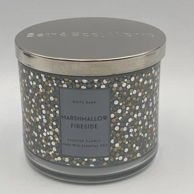 Vela de granero blanca Marshmallow Fireside Bath & Body Works 3 mechas nueva sin quemar Foto 1 de 4