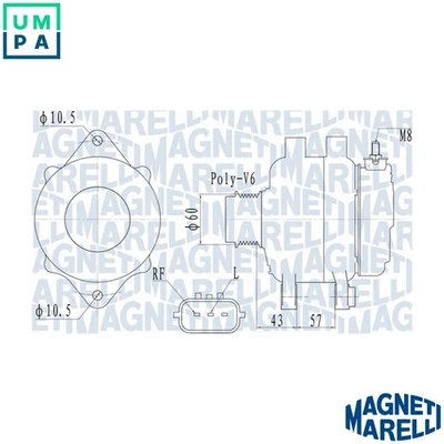 ALTERNATOR 063732122010 FOR HYUNDAI KIA RONDO/III/MPV OPTIMA/LOTZE CARENS 2.0L - Image 1 of 4