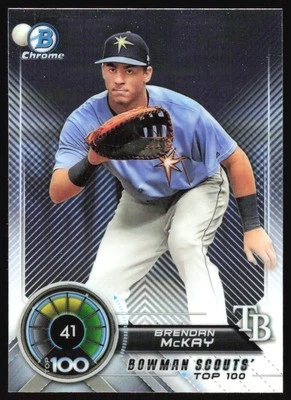 2018 Bowman Brendan McKay #BTP-41 Bowman Chrome Scouts' Top 100 Tampa Bay Rays - Image 1 of 2
