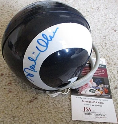 MERLIN OLSEN (d 2010) Signed LOS ANGELES RAMS Mini Helmet JSA AUTHENTICATED - Image 1 of 2