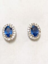 Rarities SS Blue Sapphire and Zircon Stud Earrings