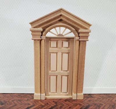 Dollhouse Exterior Door Large Fancy with Columns 1:12 Scale Miniature Fairy Door - Image 1 of 4