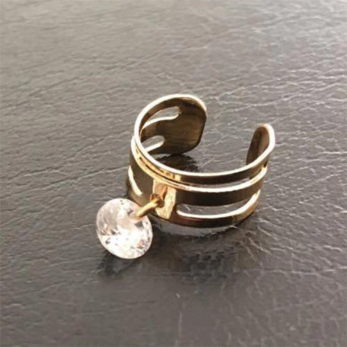 Zehenring vergoldet Anhänger Kristall Klar Fingerring Fußring Muster 4 - Bild 1 von 1