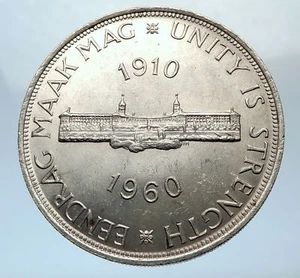 1960 SOUTH AFRICA Queen Elizabeth II Antique Silver 5 Shillings Coin i73789 - Picture 1 of 3