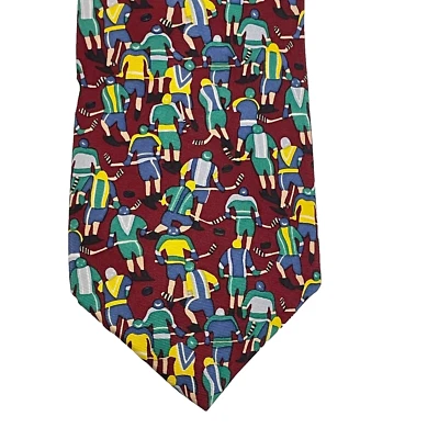 Vintage Ice Hockey Necktie USA 100% Silk Tie By Alynn Neckwear "Slap Shot" - Image 1 of 4