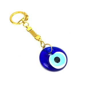 EVIL EYE KEYCHAIN Blue Glass Good Luck Charm Key Chain Ring Protection Nazar NEW - Picture 1 of 3