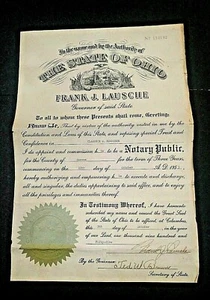 Ohio Governor Frank Lausche SIGNED 1955 document + signed by Secretary of State - Picture 1 of 12