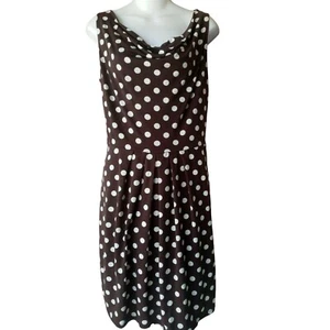 Carrie Allen Brown and Beige Polka Dot Dress women's size Large - Picture 1 of 7
