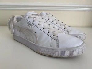 Womens Puma Basket Trainers with Bow White Size 6 - Picture 1 of 8