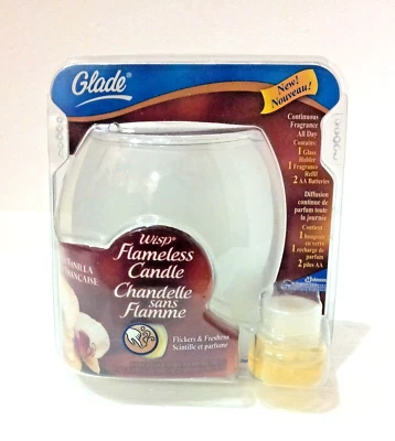 GLADE FRENCH VANILLA WISP FLAMELESS CANDLE GLASS HOLDER FLICKER & FRESHENS Foto 1 de 4
