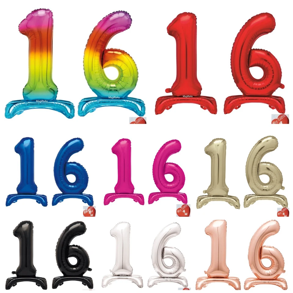 Globo de aluminio decoraciones cumpleaños 16 30" independiente dorado rosa azul negro - Imagen 1 de 1