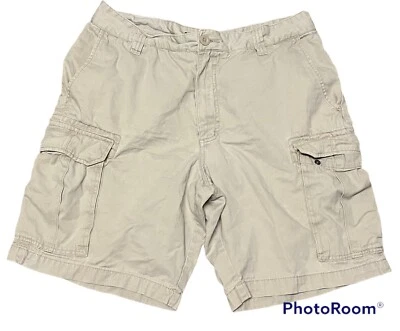 Pantalones Cortos Carga SADDLEBRED Para Hombres Talla 36 Bolsillos Blanco/Crema Tostado Frente Plano Foto 1 de 4