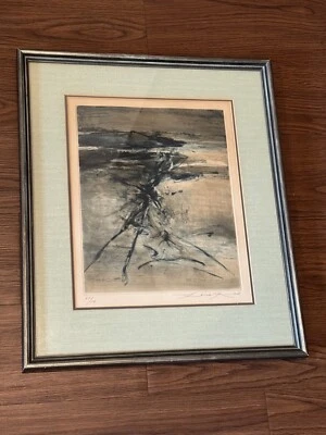 Impresión grabada firmada por el artista chino francés Wou-Ki 1968 LE numerada 64/114 Foto 1 de 4