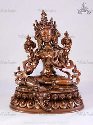 Tara verde envejecida cobre alta calidad (ht 16cm) estatua artesanal Foto 1 de 4