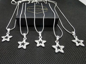 Remaining Lot Necklaces 10pcs 925 Silver Pl. Star Pendant Wholesale 51cm - Picture 1 of 1