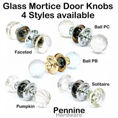 Solid Glass Mortice Door Knobs (Pair) - Mortice Latches & Butt Hinges Hinges - Image 1 of 3