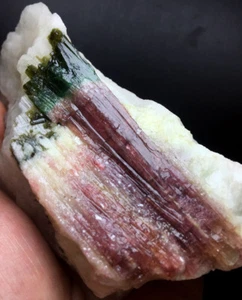 495g Natural Watermelon Color Tourmaline Crystal Rough Stone Specimen L659 - Picture 1 of 11