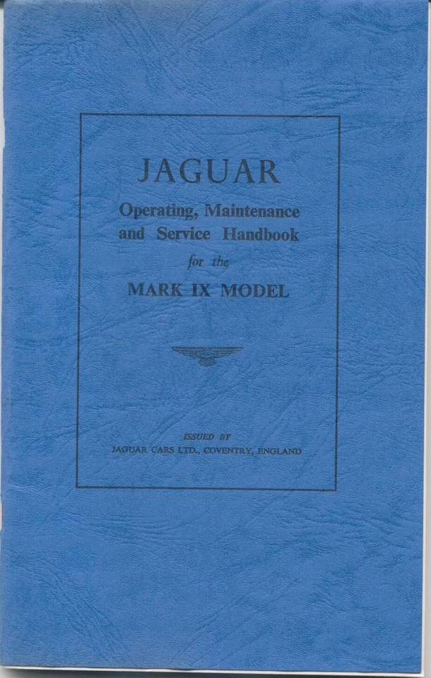 Jaguar Mark 9 IX 3.8 Original Manual de Propietarios de Fábrica Pub E 114 muy buen estado. Foto 1 de 1