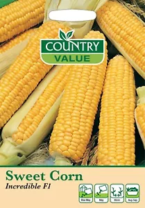 Sweetcorn Seeds Incredible F1 by Country Value FREE UK DELIVERY Vegetable Maize - Picture 1 of 2