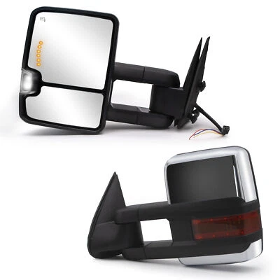 Pair Tow Mirrors Power Heated Fits 2000-2002 Chevrolet Tahoe/Suburba Chrome Cap - Image 1 of 4