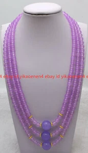 3 Rows Pretty 6+14mm Natural Purple Alexandrite Round Gems Beads Necklace 17-19" - Picture 1 of 12