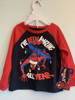 Camisa Top Marvel Spider-Man Niños Roja Navidad Mangas Largas Talla 18 Meses Foto 1 de 4