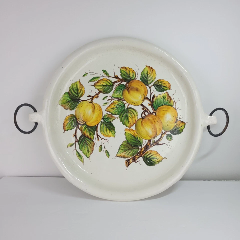Bandeja de exhibición de plato de cerámica italiana hecha a mano de 16" mango de anillo Foto 1 de 4