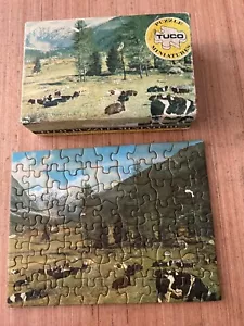 Tucco Mini Puzzle - Mucche al pascolo 5 1/4 x 7 pollici - pezzi vintage triplo spessore - Foto 1 di 1