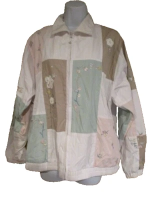 Jaqueta floral leve KORET FRANCISCA vintage punhos elásticos e parte inferior com zíper M - Imagem 1 de 4