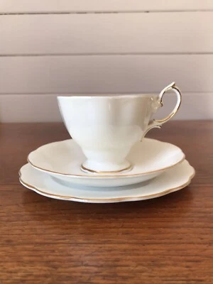 Vintage Royal Albert White and Gold Tea Trio Of Cup Plate and Saucer 1950's - image 1 of 4