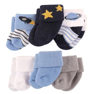 Luvable Friends Baby Boy Newborn and Baby Socks Set, Space, 0-3 Months - Picture 1 of 1