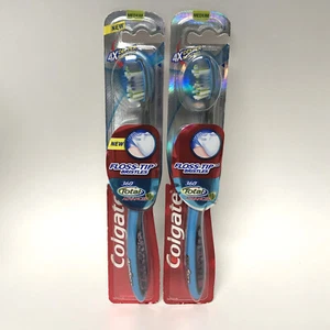 Colgate 360° Total Advanced Floss-Tip Toothbrush, Medium Bristles, Blue | 2 Pack - Picture 1 of 2