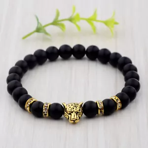 Fashion Gold/silver Leopard head Natural Gemstone Handmade Bracelet 2017 New - Picture 1 of 5