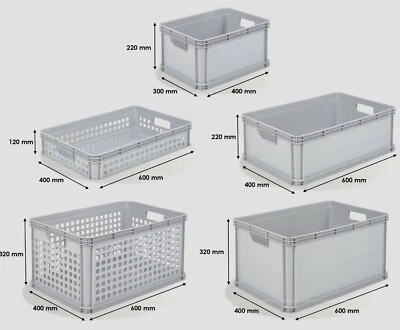 Heavy Duty Plastic Stacking Industrial Euro Storage Containers Boxes Crates - Image 1 of 4