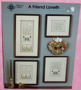 Cross 'N Patch A Friend Loveth Cross Stitch Pattern Chart Leaflet Sampler - Picture 1 of 2